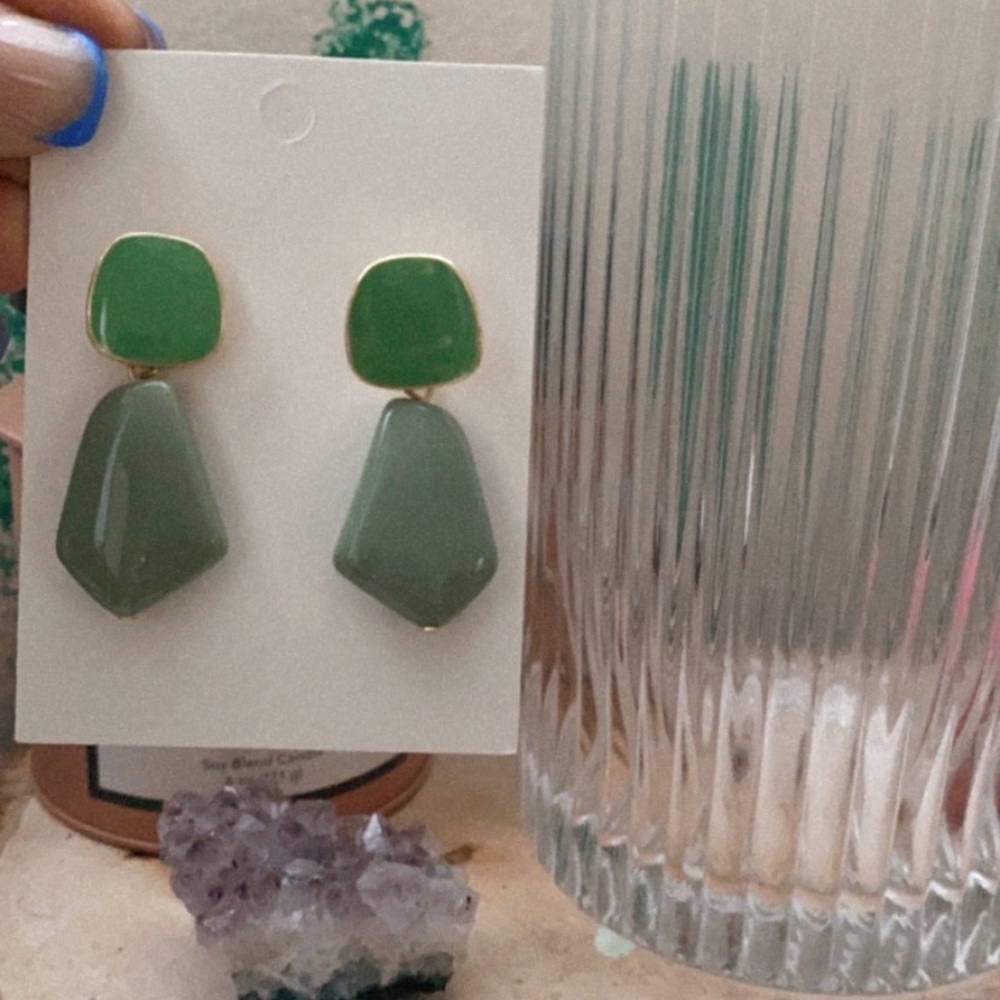 Green stone earrings